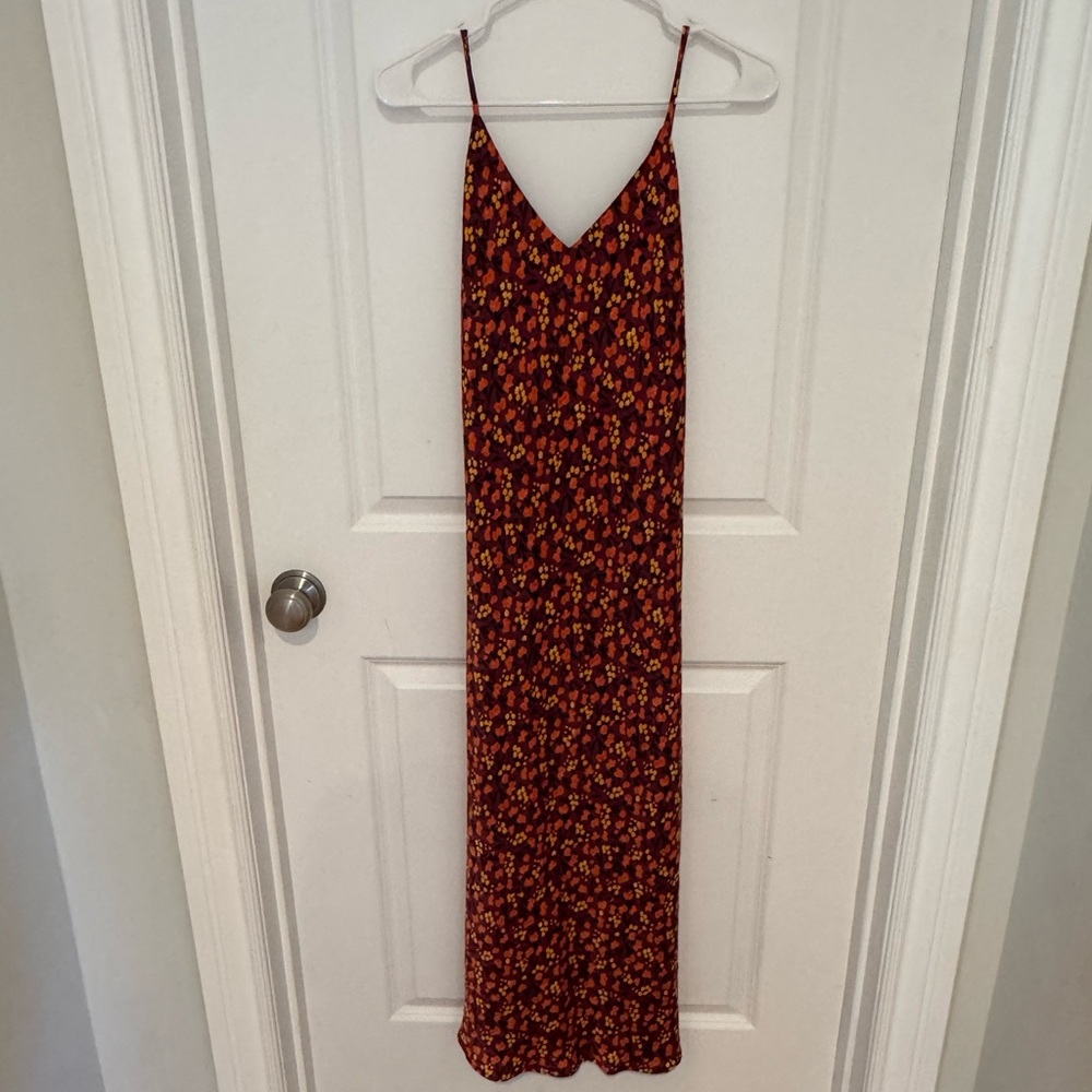 Women's Zara Floral Slip Dress in Burgundy and Mustard